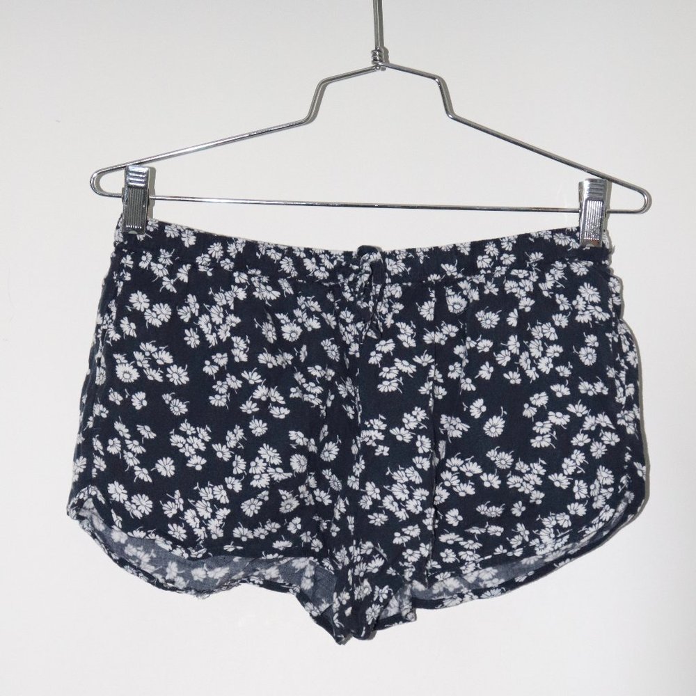 Flowered Navy and White Shorts